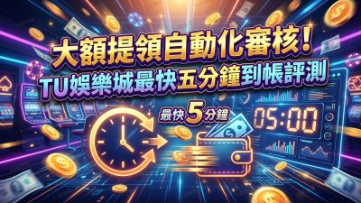 大額提領自動化審核！TU娛樂城最快五分鐘到帳評測